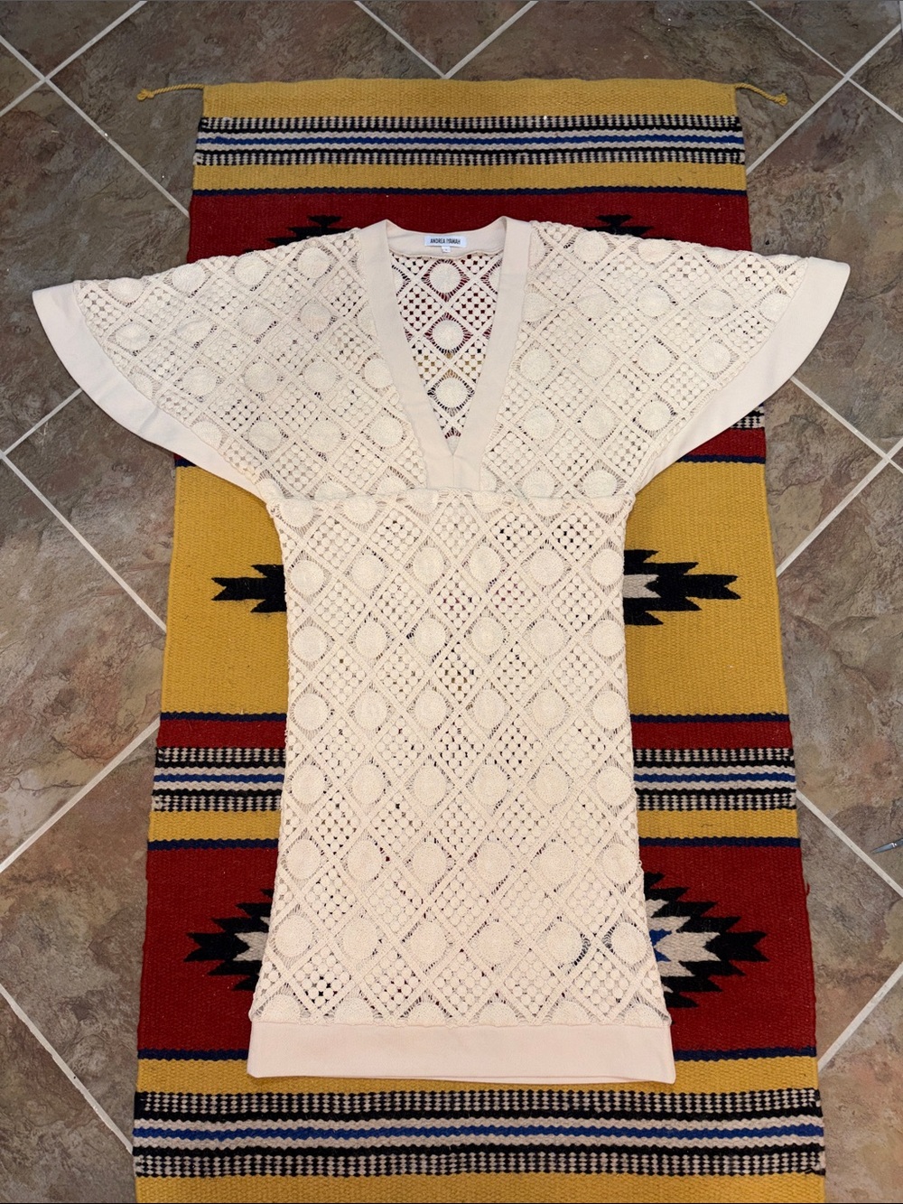 Andrea Iyamah Knit Crochet Dress in Cream - Picture 5 of 8